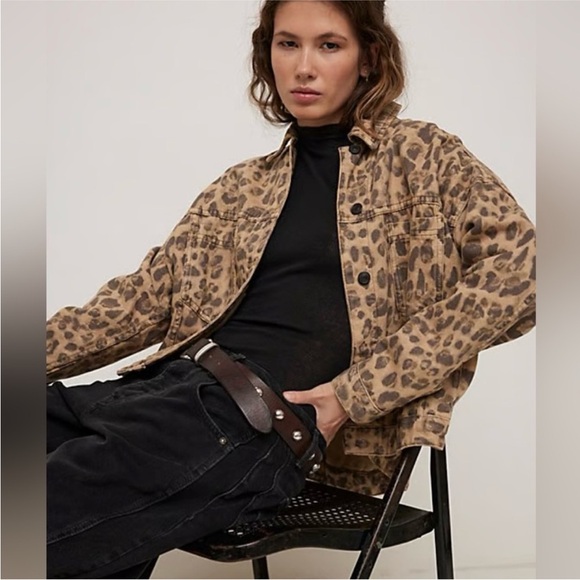We The Free Leopard Opal Swing Denim Jacket - Picture 8 of 13